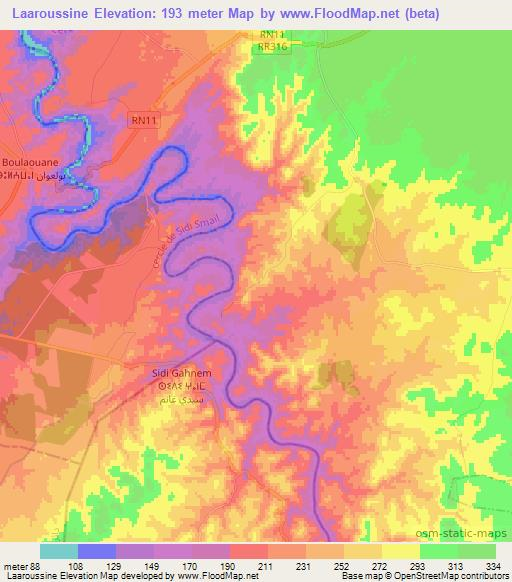 Laaroussine,Morocco Elevation Map