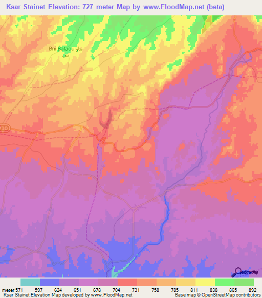 Ksar Stainet,Morocco Elevation Map