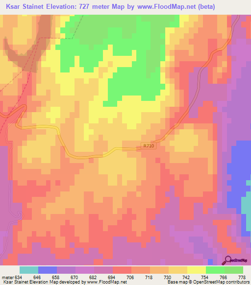 Ksar Stainet,Morocco Elevation Map