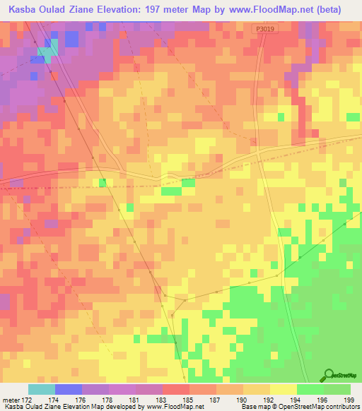 Kasba Oulad Ziane,Morocco Elevation Map