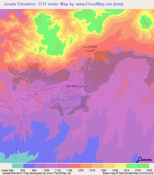 Jerada,Morocco Elevation Map