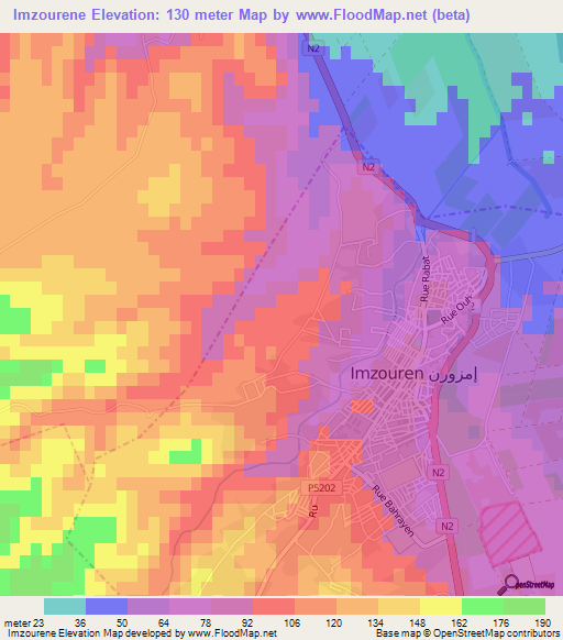 Imzourene,Morocco Elevation Map