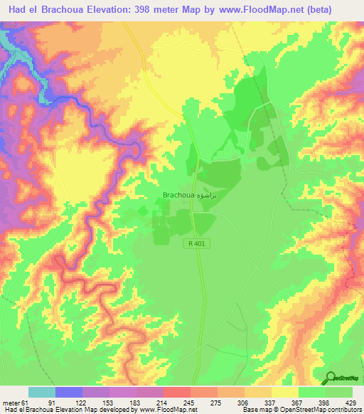 Had el Brachoua,Morocco Elevation Map