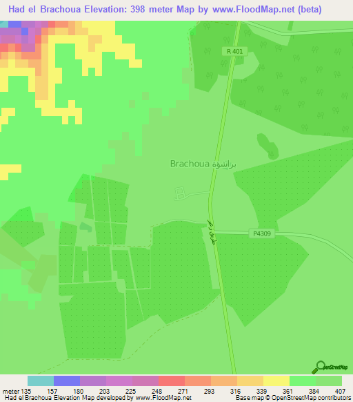 Had el Brachoua,Morocco Elevation Map