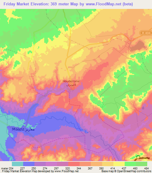 Friday Market,Morocco Elevation Map