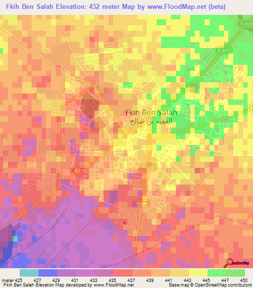 Fkih Ben Salah,Morocco Elevation Map