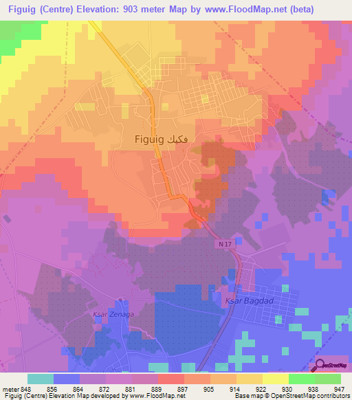 Figuig (Centre),Morocco Elevation Map