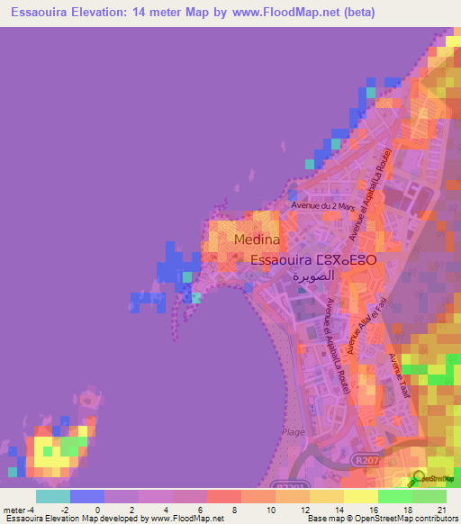 Essaouira,Morocco Elevation Map