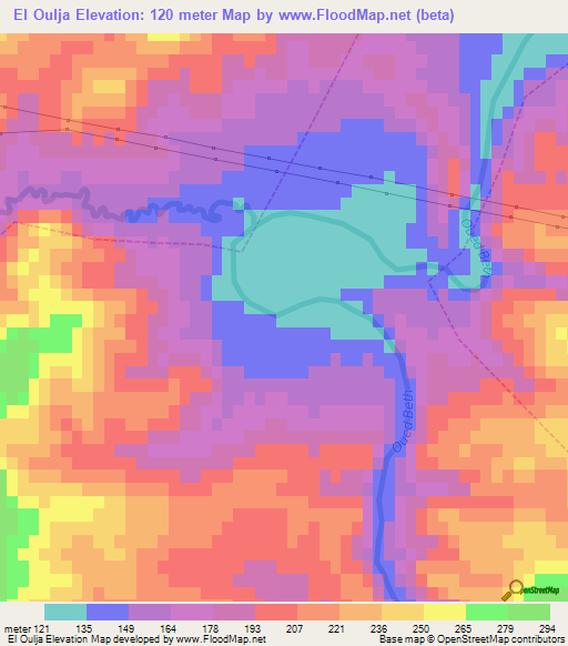 El Oulja,Morocco Elevation Map