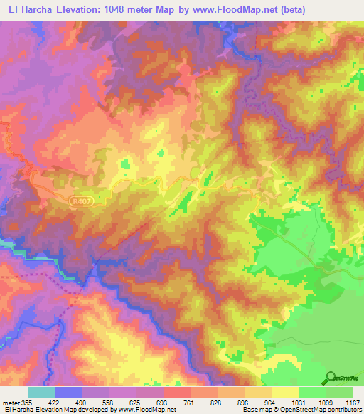 El Harcha,Morocco Elevation Map