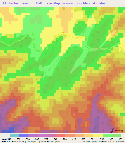 El Harcha,Morocco Elevation Map