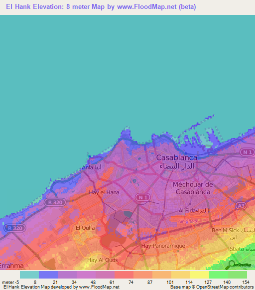 El Hank,Morocco Elevation Map