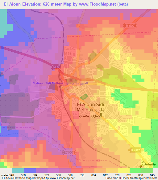 El Aioun,Morocco Elevation Map