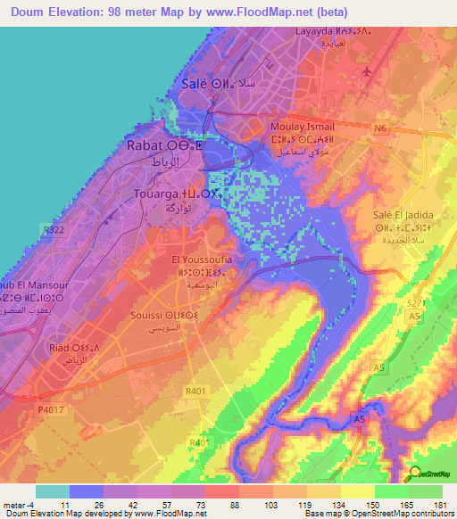 Doum,Morocco Elevation Map