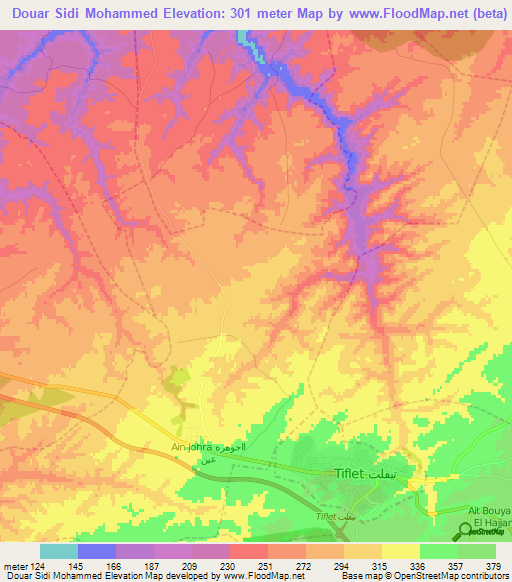 Douar Sidi Mohammed,Morocco Elevation Map