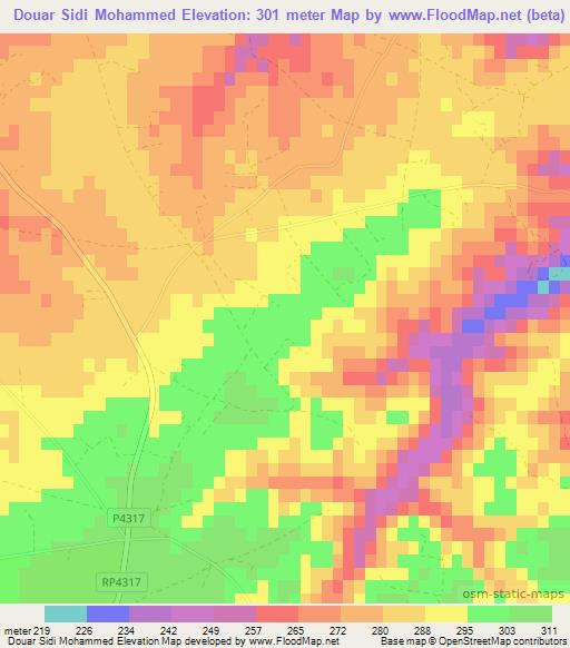 Douar Sidi Mohammed,Morocco Elevation Map