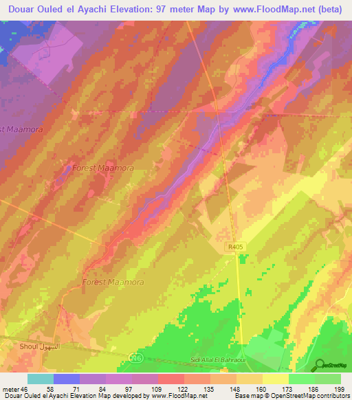 Douar Ouled el Ayachi,Morocco Elevation Map