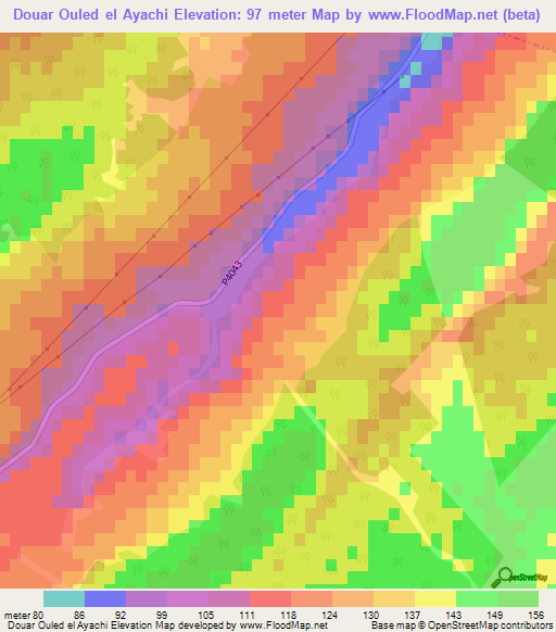 Douar Ouled el Ayachi,Morocco Elevation Map