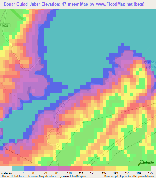 Douar Oulad Jaber,Morocco Elevation Map