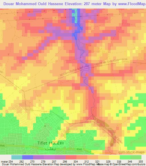 Douar Mohammed Ould Hassene,Morocco Elevation Map