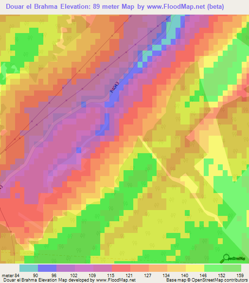 Douar el Brahma,Morocco Elevation Map