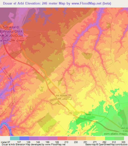 Douar el Arbi,Morocco Elevation Map