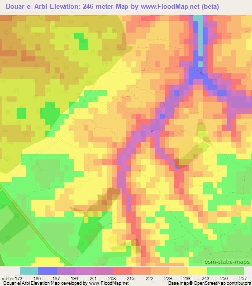 Douar el Arbi,Morocco Elevation Map