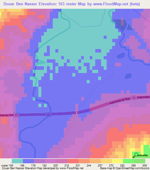 Douar Ben Nasser,Morocco Elevation Map