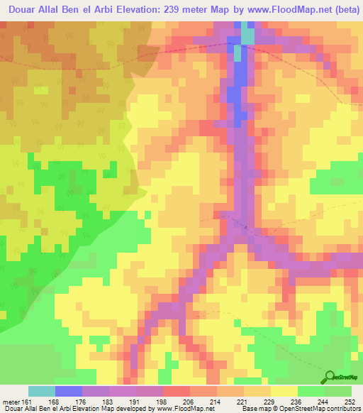 Douar Allal Ben el Arbi,Morocco Elevation Map