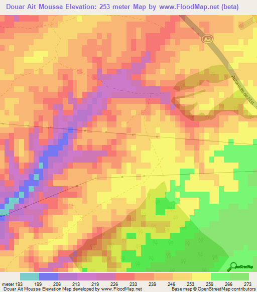 Douar Ait Moussa,Morocco Elevation Map