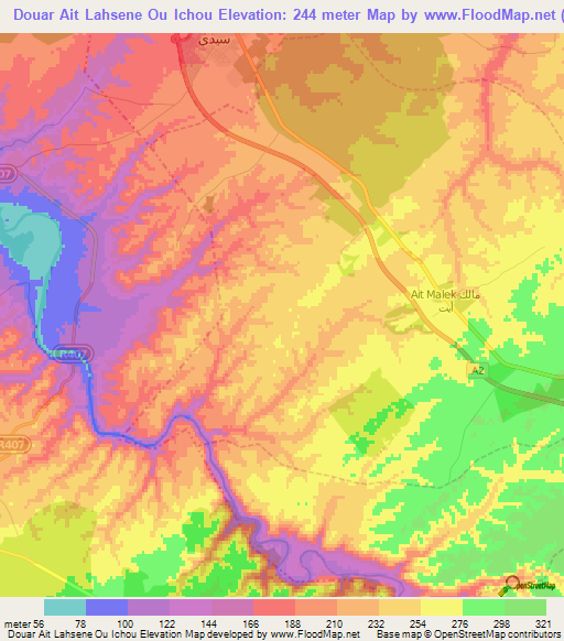 Douar Ait Lahsene Ou Ichou,Morocco Elevation Map