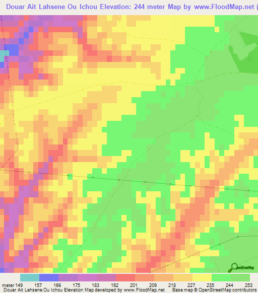 Douar Ait Lahsene Ou Ichou,Morocco Elevation Map