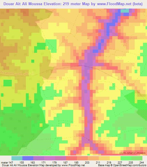 Douar Ait Ali Moussa,Morocco Elevation Map