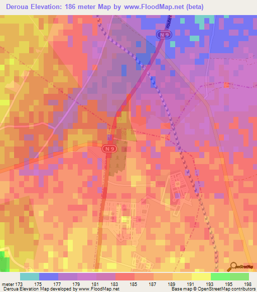 Deroua,Morocco Elevation Map