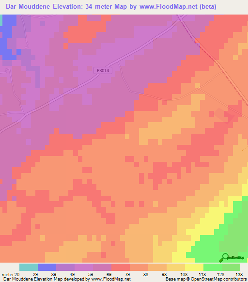 Dar Mouddene,Morocco Elevation Map