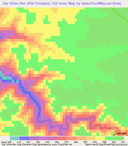 Dar Idriss Ben Allal,Morocco Elevation Map