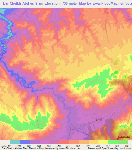 Dar Cheikh Abd es Slam,Morocco Elevation Map