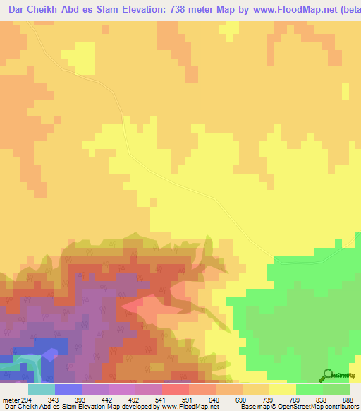 Dar Cheikh Abd es Slam,Morocco Elevation Map