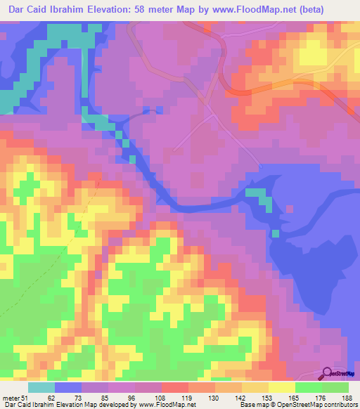 Dar Caid Ibrahim,Morocco Elevation Map