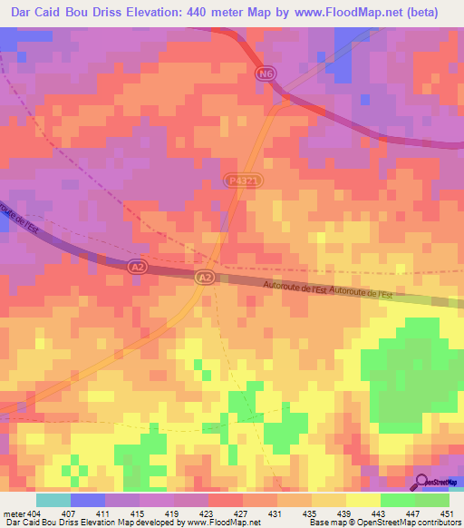 Dar Caid Bou Driss,Morocco Elevation Map