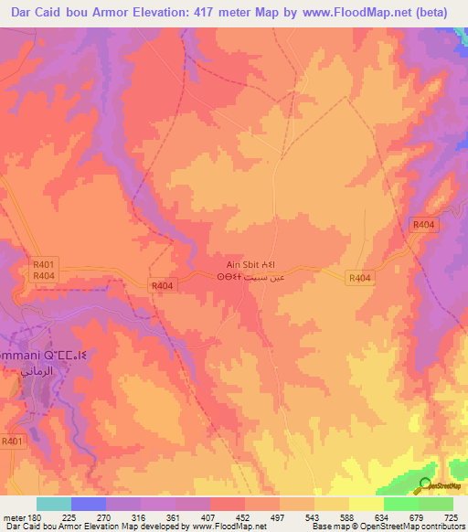 Dar Caid bou Armor,Morocco Elevation Map