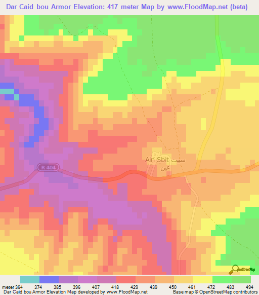 Dar Caid bou Armor,Morocco Elevation Map