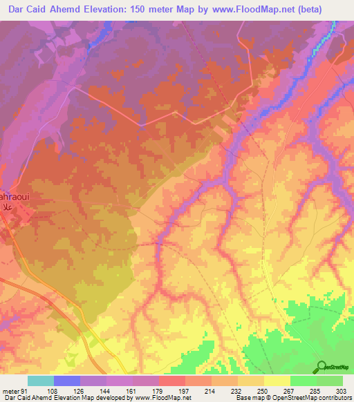 Dar Caid Ahemd,Morocco Elevation Map