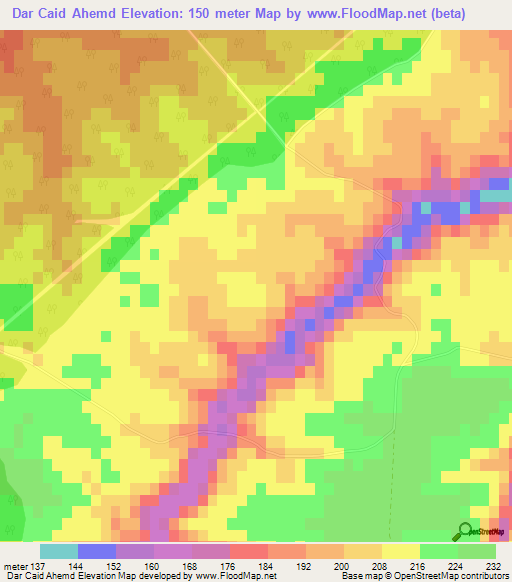 Dar Caid Ahemd,Morocco Elevation Map