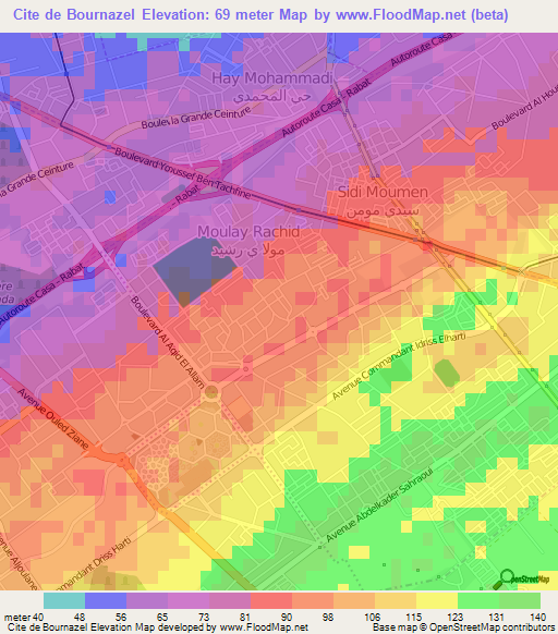 Cite de Bournazel,Morocco Elevation Map