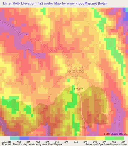 Bir el Kelb,Morocco Elevation Map