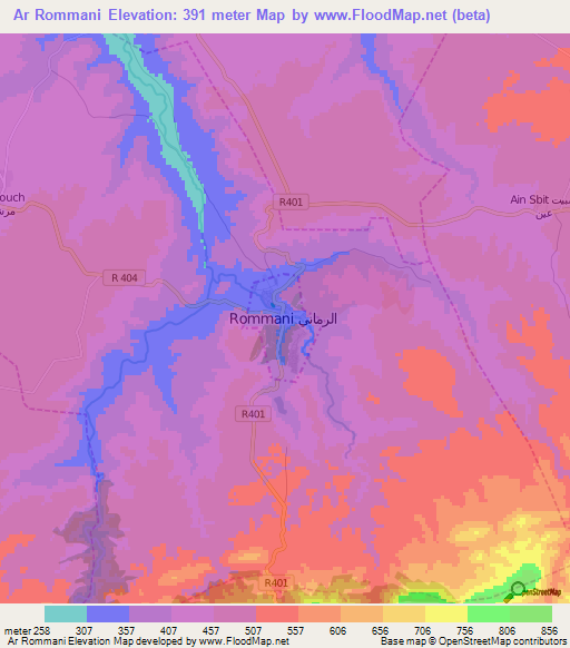 Ar Rommani,Morocco Elevation Map