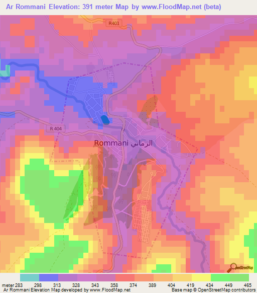 Ar Rommani,Morocco Elevation Map