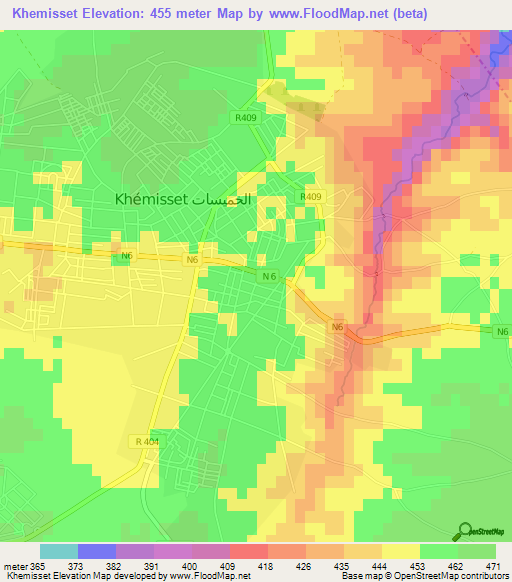 Khemisset,Morocco Elevation Map