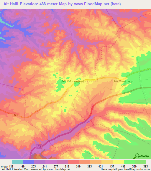 Ait Halli,Morocco Elevation Map